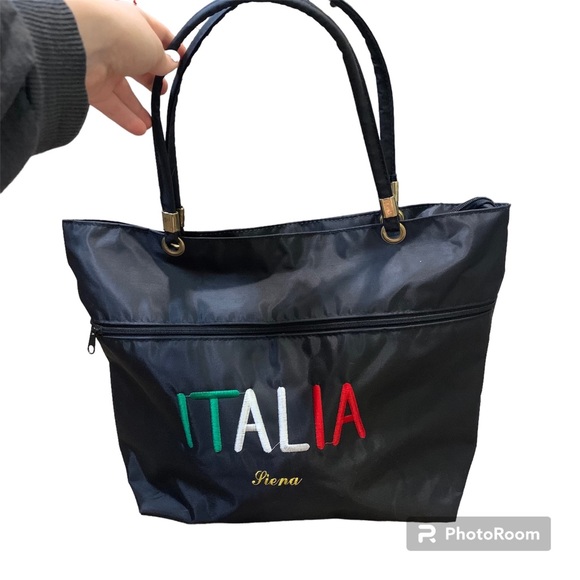 Italia Siena womens medium/large black shoulder tote bag - Picture 1 of 12